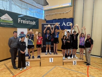 Mixed-Doppel Siegerehrung ÖM U13. Foto: Wojtek Kolodziejczyk