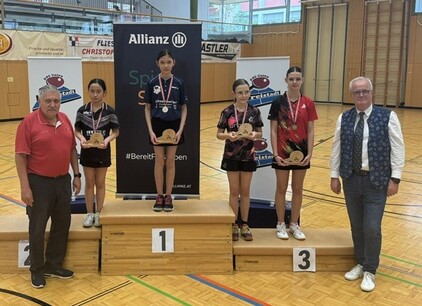 Paula Schultschik bei Siegerehrung ÖM U13 Einzel Mädchen. Foto: Wojtek Kolodziejczyk
